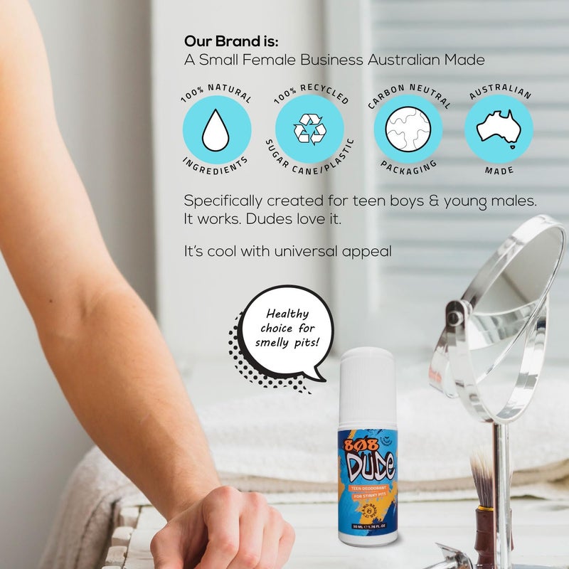 808 Dude 808Dude Certified Organic Deodorant for Teen Boys. Eliminate Kids Stinky Pits. Aluminum Free. Native and All Natural Cruelty Free and Vegan Ingredients for the Ultimate Kidz Armpit Detox 50ml - Image 4